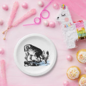 Moose in Stream Papieren Bordje (Feest)