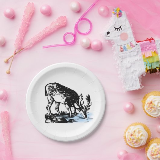 Moose in Stream Papieren Bordje (Feest)