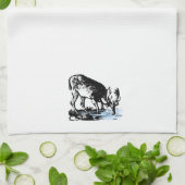 Moose in Stream Towel Theedoek (Gevouwen)
