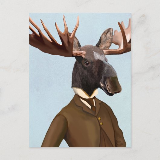 Moose in Suit Portret Briefkaart (Voorkant)
