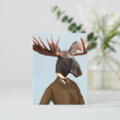 Moose in Suit Portret Briefkaart (Staand voorkant)