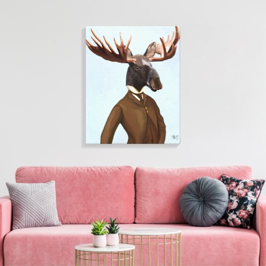 Moose in Suit Portret Canvas Afdruk (Insitu (Woonkamer))