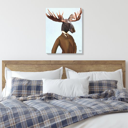 Moose in Suit Portret Canvas Afdruk (Insitu (Slaapkamer))