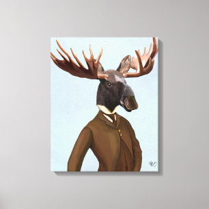Moose in Suit Portret Canvas Afdruk