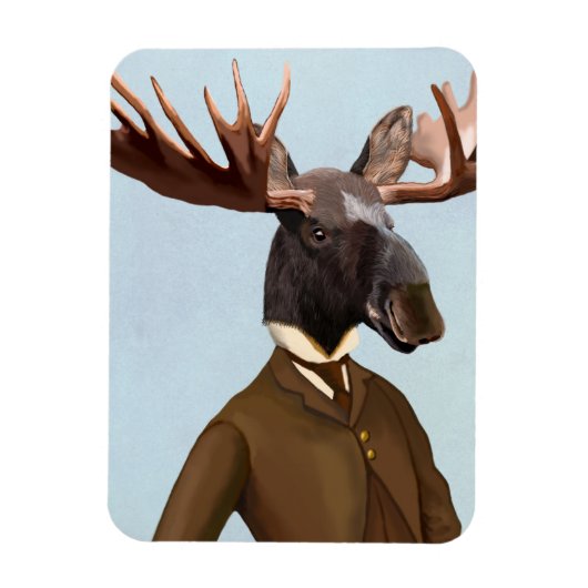 Moose in Suit Portret Magneet (Verticaal)