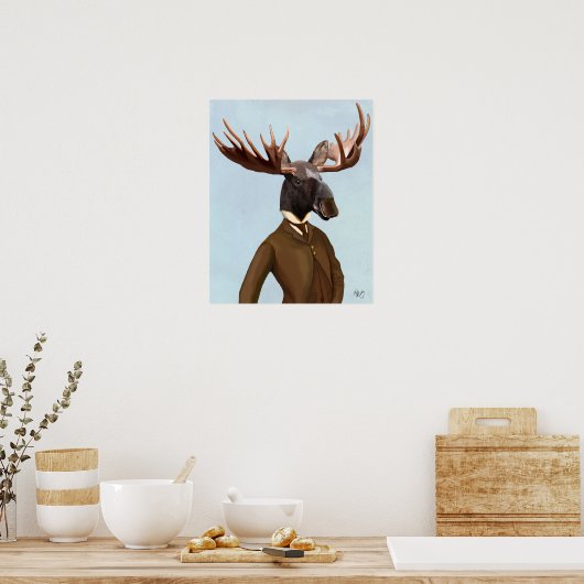 Moose in Suit Portret Poster (Keuken)