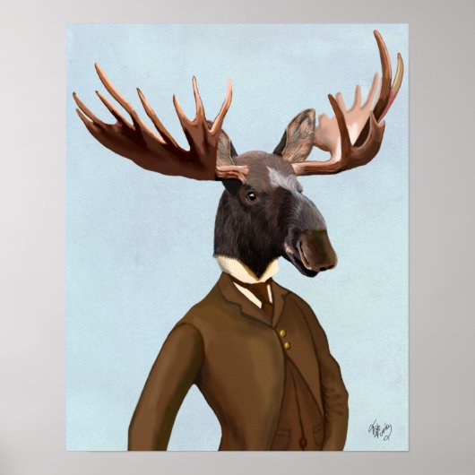 Moose in Suit Portret Poster (Voorkant)
