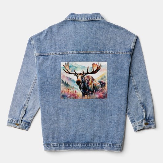 Moose in Wildflower waterverf Denim Jacket (Achterkant)