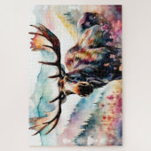 Moose in Wildflower waterverf Legpuzzel (Verticaal)