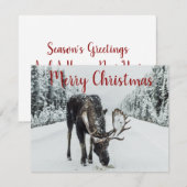 Moose In Winter Sneeuw Vakantie Kaart (Voorkant / Achterkant)
