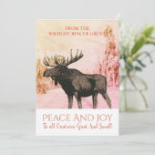 Moose In Winter Sneeuw Zakelijke Kerstvakantie Feestdagenkaart (Staand voorkant)