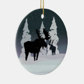 Moose in Winter Snow Keramisch Ornament (Rechts)