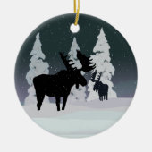 Moose in Winter Snow Keramisch Ornament (Voorkant)