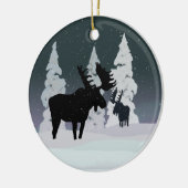Moose in Winter Snow Keramisch Ornament (Links)