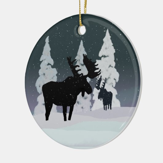 Moose in Winter Snow Keramisch Ornament (Links)