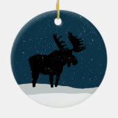 Moose in Winter Snow Keramisch Ornament (Achterkant)