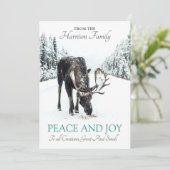 Moose in Winter Snow-kerstfeest Feestdagenkaart (Staand voorkant)
