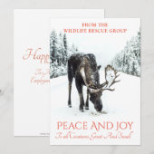 Moose In Winter Snow Wildlife Rescue Christmas Feestdagenkaart (Voorkant / Achterkant)