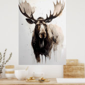 Moose Ink Painting Poster (Keuken)