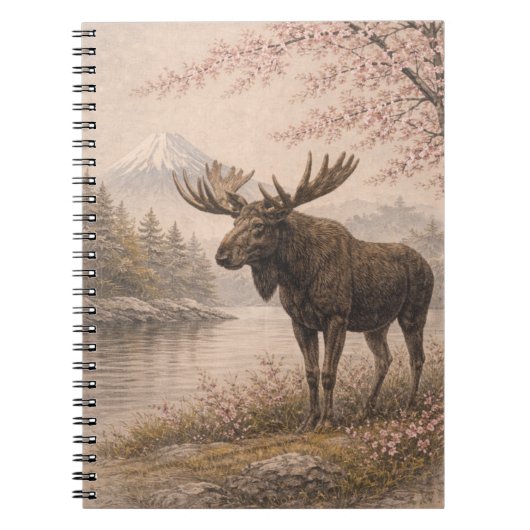 Moose Japanese Landscape Notebook, Wildlife Fusion Notitieboek (Voorkant)