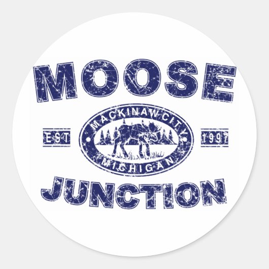 Moose-Junction-Distress-[ Ronde Sticker (Voorkant)