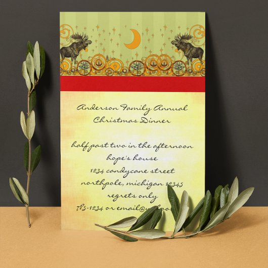 Moose kerst diner Uitnodiging & Partij Uitnodiging