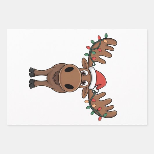 Moose Kerstboom Lights Funny Xmas Moose Lover Inpakpapier Vel (Voorkant)