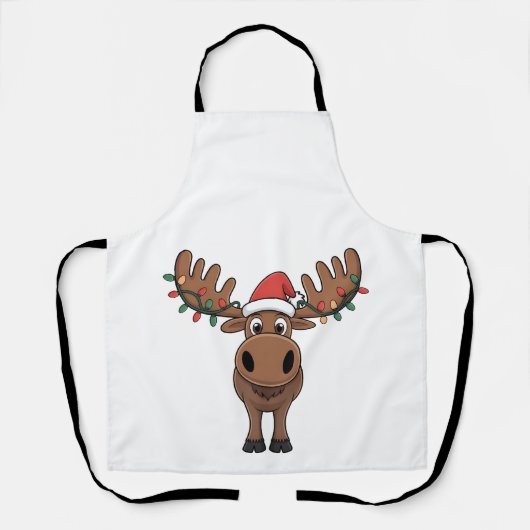 Moose Kerstboom Lights Funny Xmas Moose Lover Schort (Voorkant)