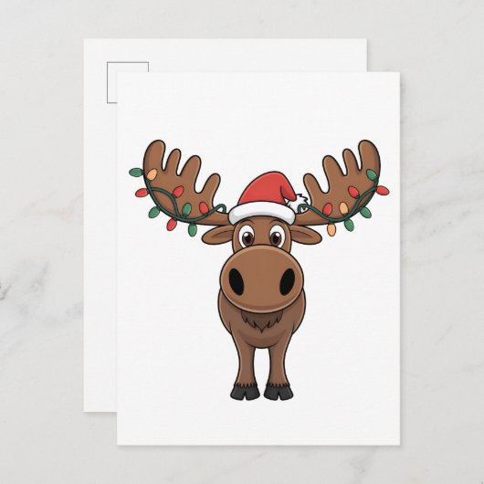 Moose Kerstboom Lights Funny Xmas Moose Lover Uitnodiging Briefkaart (Voorkant / Achterkant)