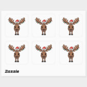 Moose Kerstboom Lights Funny Xmas Moose Lover Vierkante Sticker (Vel)