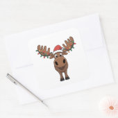 Moose Kerstboom Lights Funny Xmas Moose Lover Vierkante Sticker (Envelop)