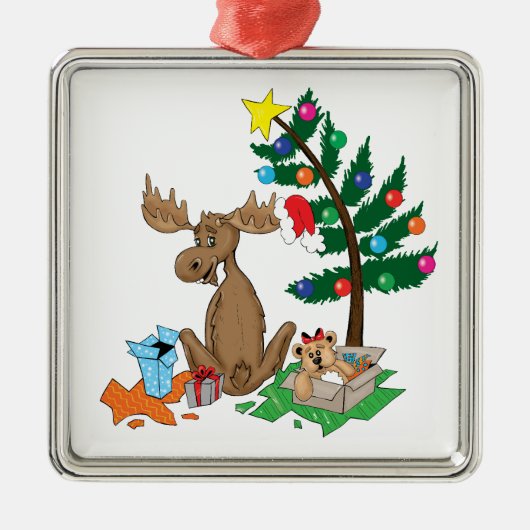 Moose kerstboomversiering metalen ornament (Voorkant)