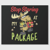 Moose kerstcadeau Stop met me te pakken Cadeaupapier (Vlak)