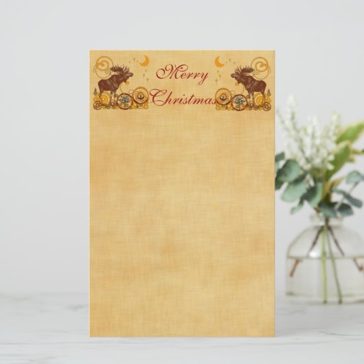 Moose Kerstmis Briefpapier (Staand voorkant)