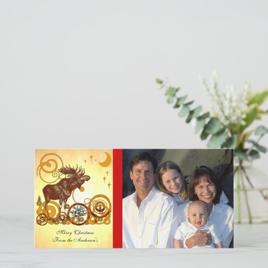 Moose Kerstmis Feestdagenkaart (Staand voorkant)
