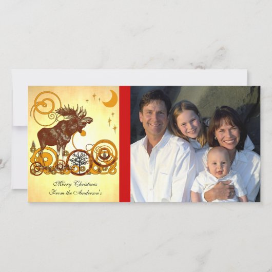 Moose Kerstmis Feestdagenkaart (Voorkant)