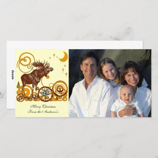Moose Kerstmis Feestdagenkaart (Voorkant / Achterkant)