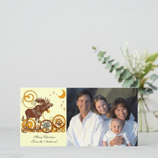 Moose Kerstmis Feestdagenkaart (Staand voorkant)
