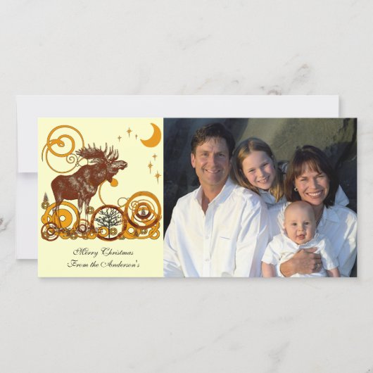 Moose Kerstmis Feestdagenkaart (Voorkant)