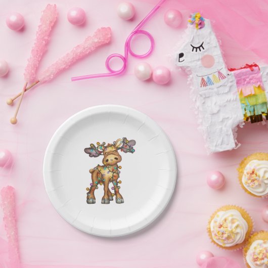 Moose Kerstmis Papieren Bordje (Feest)