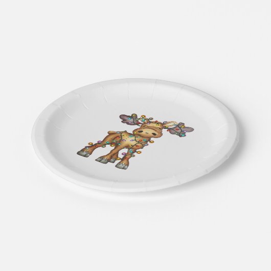 Moose Kerstmis Papieren Bordje (Gekanteld)