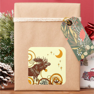 Moose Kerstmis Vierkante Sticker