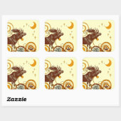 Moose Kerstmis Vierkante Sticker (Vel)