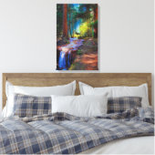 Moose kruising hoge bergstroom canvas afdruk (Insitu (Slaapkamer))