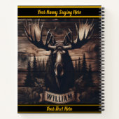 Moose kunst op rustieke houten achtergrond notitieboek (Achterkant)