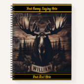 Moose kunst op rustieke houten achtergrond notitieboek (Voorkant)