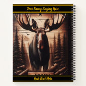 Moose kunstwerk in donkere houtstijl bij zonsonder notitieboek (Achterkant)