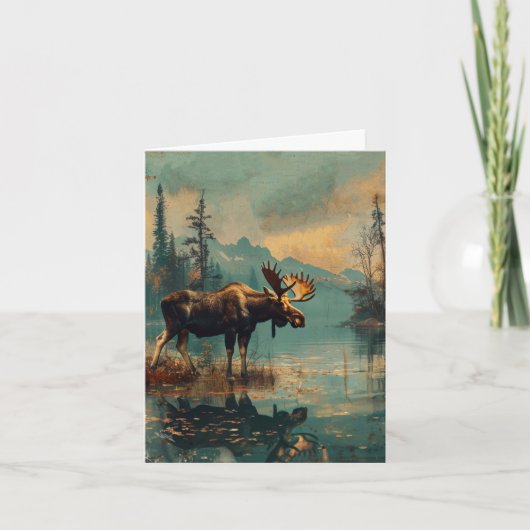 Moose Lake Cabin Autumn Foliage Vert Blank Notitiekaartje (Voorkant)