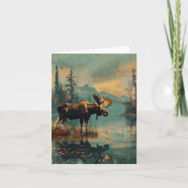  Moose Lake Cabin Autumn Foliage Vert Blank Notitiekaartje