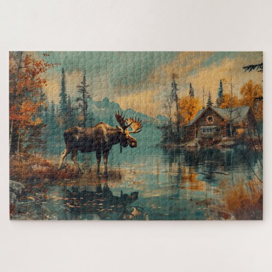 Moose Lake Cabin Herfst Foliage 20x30 Legpuzzel (Horizontaal)